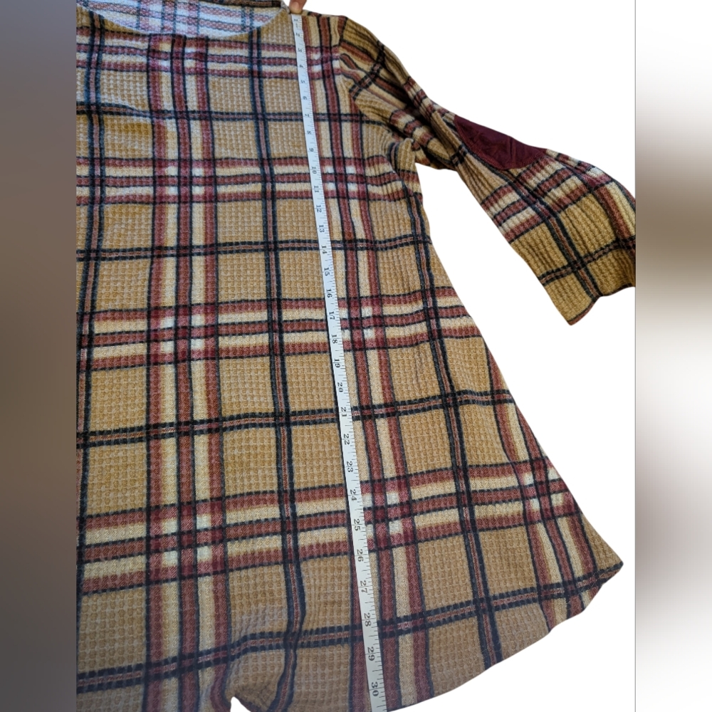 Emerald Plaid Waffle Knit Tunic Dress Size Extra Large - Picture 6 of 7